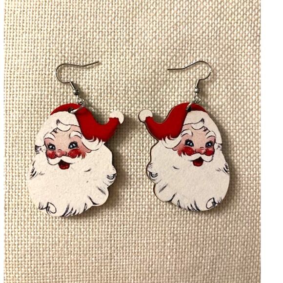 NEW! Two Pairs Of Santa Earrings - Red Santa & Pink Santa Jewelry - Picture 2 of 10